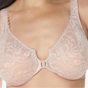 Glamorise Plus Size Women's Full Figure Wonderwire Front Close Stretch Lace Bra